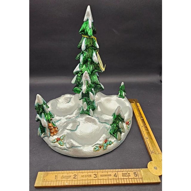 Glass 1990s Waterford Christmas Tree Snowy Village Forest Display Winter Scene for Ornaments Table Centerpiece For Sale - Image 7 of 13