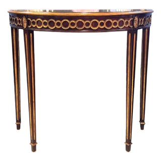 Maitland Smith Style Recency Demilune Console Table For Sale