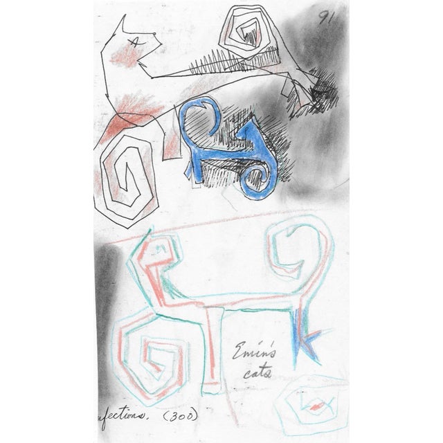 From a group of works from the estate of Chicago artist James Frederic Bone (1929-2015). "Emin's Cats" double sided with a...