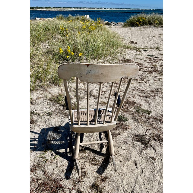 Antique Stenciled Boston Rocker With Caned Seat Birds & Fountain ...