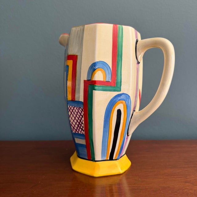 Early 20th Century Vintage Clarice Cliff Art Deco Athens Shape Jug With Tennis Motif For Sale - Image 5 of 8