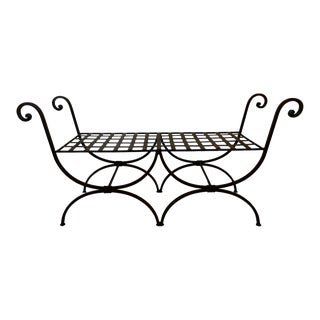 Mid 20th Century Vintage Italian Iron Curule Bench For Sale