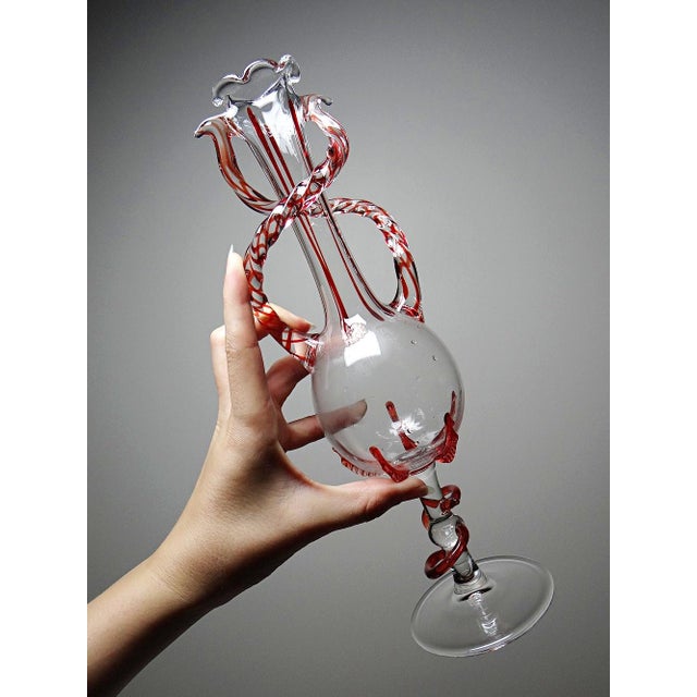 Vintage Venetian Murano Glass Filigrana/Zanfirico Soliflore Vase, 1950s-1960s For Sale - Image 4 of 12