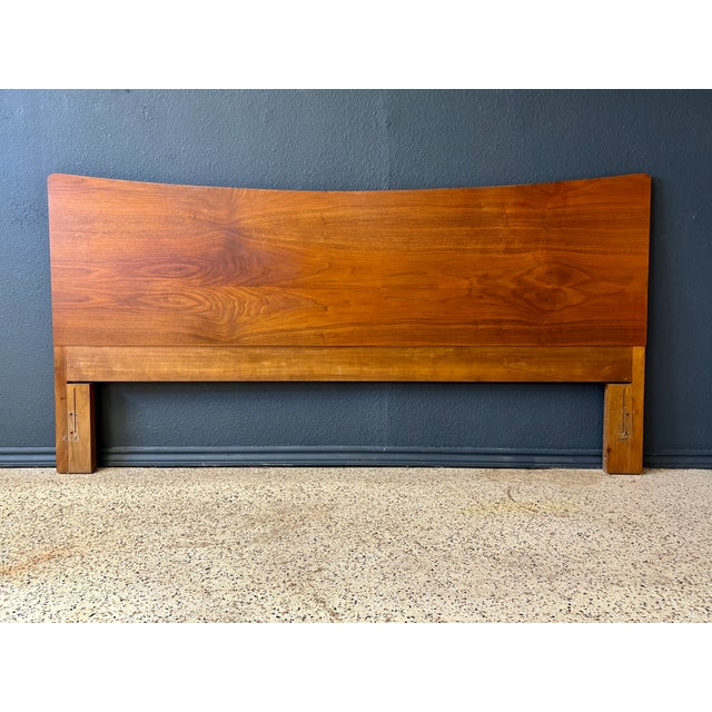Brown Vintage King Size Mid-Century Walnut Headboard For Sale - Image 8 of 10