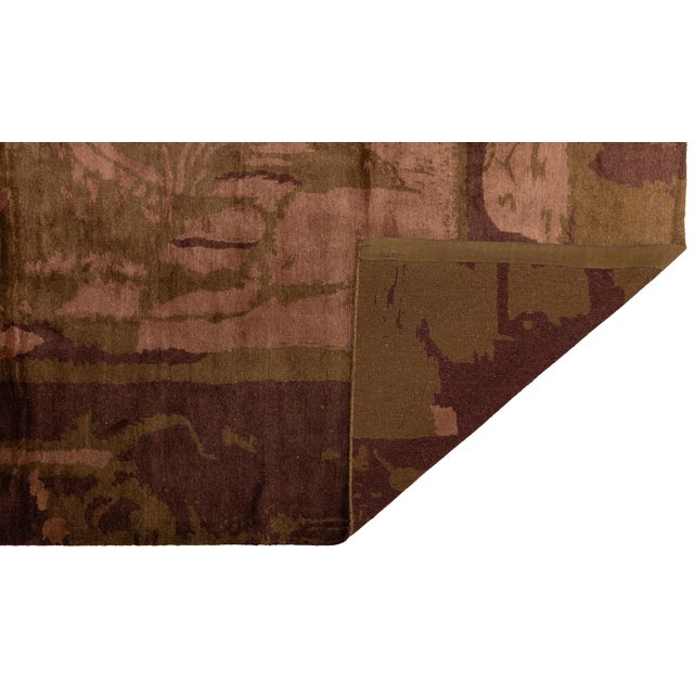 Figurative Abstract Figurative Modern Tibetan Rug in Wool and Silk, Earth Tones For Sale - Image 3 of 10