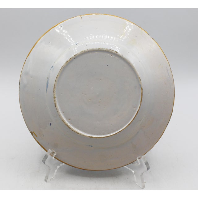 Late 18th Century Late 18th Century Dutch Delft Peacock Motif Blue & White Plate For Sale - Image 5 of 5