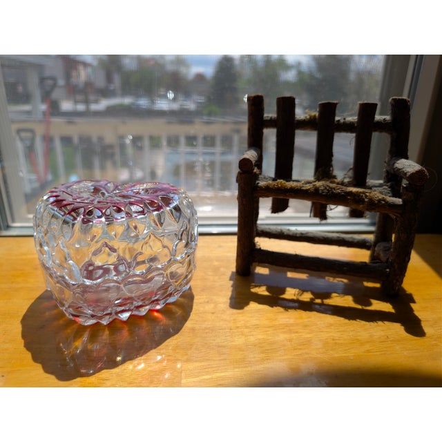 Vintage Hofbauer Byrdes Ruby Cut-to-Clear Crystal Heart Boxes - Pair For Sale - Image 9 of 15