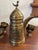 Metal Mid 20th Century Turkish Etched Brass Coffee Pot With Long Handle and Cups - Set of 6 For Sale - Image 7 of 9