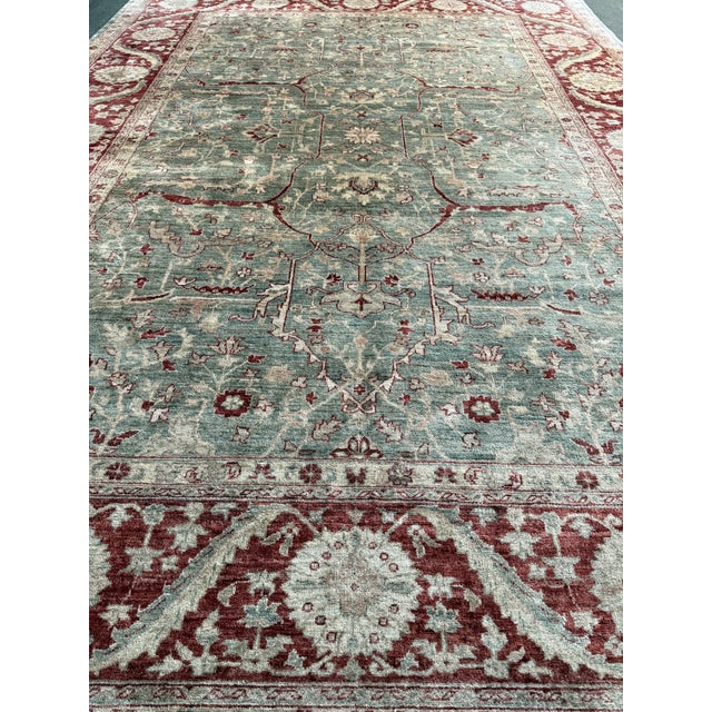 8ft 11in × 12ft2in Vintage Pakistani Hand-Knotted Wool and Silk Area Rug For Sale - Image 4 of 15