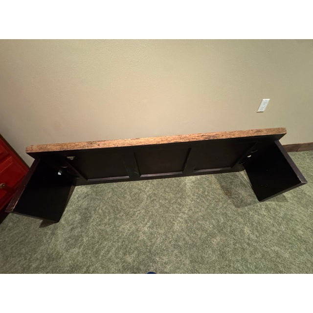 Artisan Reclaimed Wood Coffee Table With Black Block Legs – Hand-Crafted Bench Style – Oversized For Sale - Image 11 of 11
