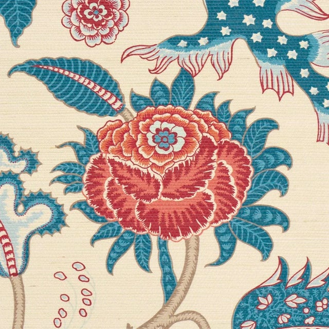 Contemporary SAMPLE - Schumacher Sinhala Sisal Wallpaper In Rouge & Indigo For Sale - Image 3 of 4