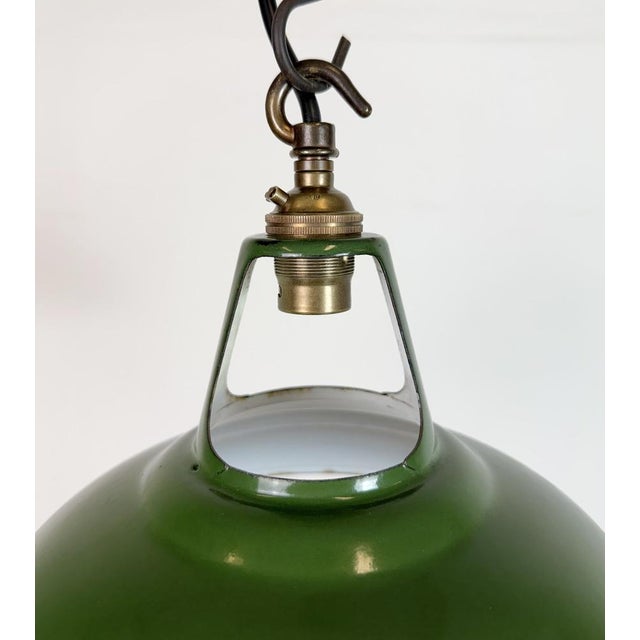 Industrial Industrial Green Enamel Factory Pendant Lamp from Coolicon, 1950s For Sale - Image 3 of 16