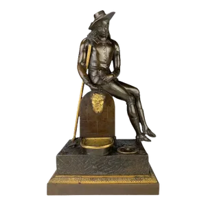 Antique Empire Period Early 19th Century French Patinated & Gilt Bronze Inkwell