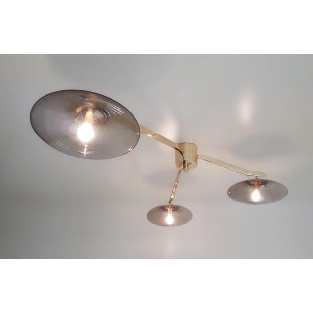 Not Yet Made - Made To Order Trio Angolo Polished Brass Smoky Glass Flush Mount by Fabio LTD For Sale - Image 5 of 7