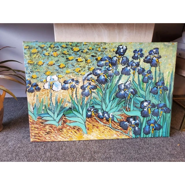1980s Post-Impressionist Style Floral Still Life Oil Painting of Water Lillies and an Iris For Sale In Nashville - Image 6 of 6