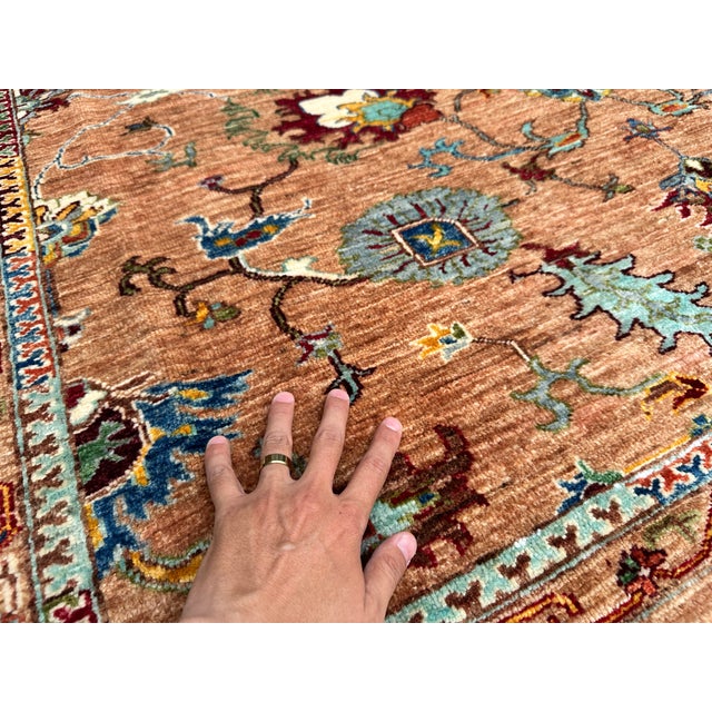 Camel Sultanabad Hand-Knotted Wool Rug - 9'3" X 6'9" For Sale - Image 9 of 17