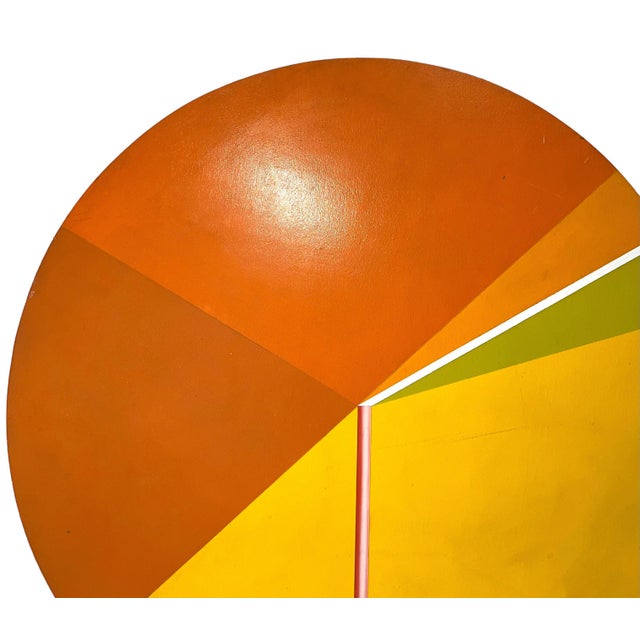 Reuven Berman Kadim, Israeli Round Tondo Hard Edged Geometric Abstract Color Painting Reuven Berman, 1974 For Sale In Miami - Image 6 of 17