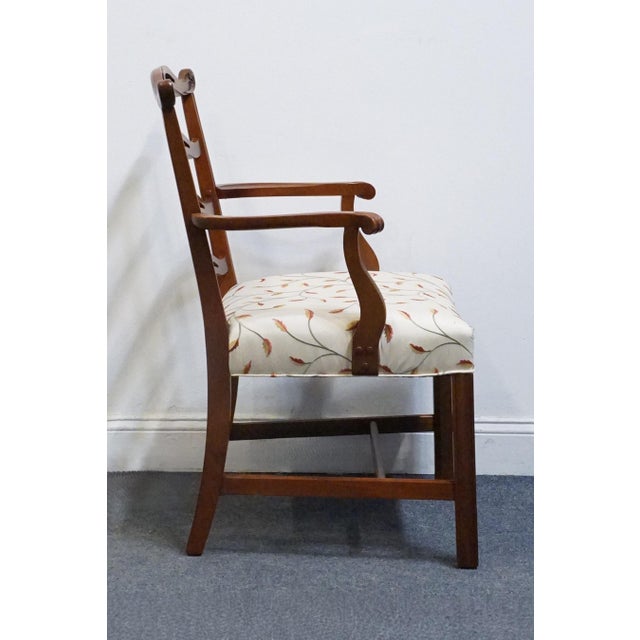Late 20th Century Vintage Antique Solid Mahogany Traditional Duncan Phyfe Style Ladderback Dining Arm Chair For Sale - Image 5 of 8