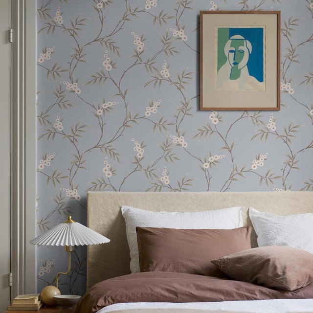 English Boråstapeter Floral Tree Wallcovering In Sky For Sale - Image 3 of 4