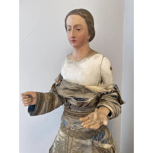 19th Century European Wooden "Cage Doll" Polychrome Santos For Sale - Image 11 of 12