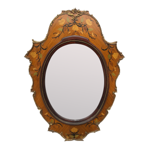 Antique Italian Inlaid Satinwood & Giltwood Shield Form Mirror