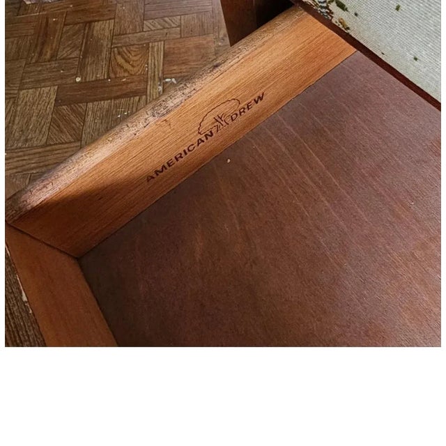 Brown Mid Century American Drew Ltd Edition Cherry and Cane Valet Chair With Drawer For Sale - Image 8 of 8