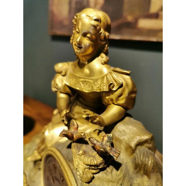 Early 19th Century Louis XVI Style French Mantel Clock in Gilded Bronze For Sale - Image 5 of 13