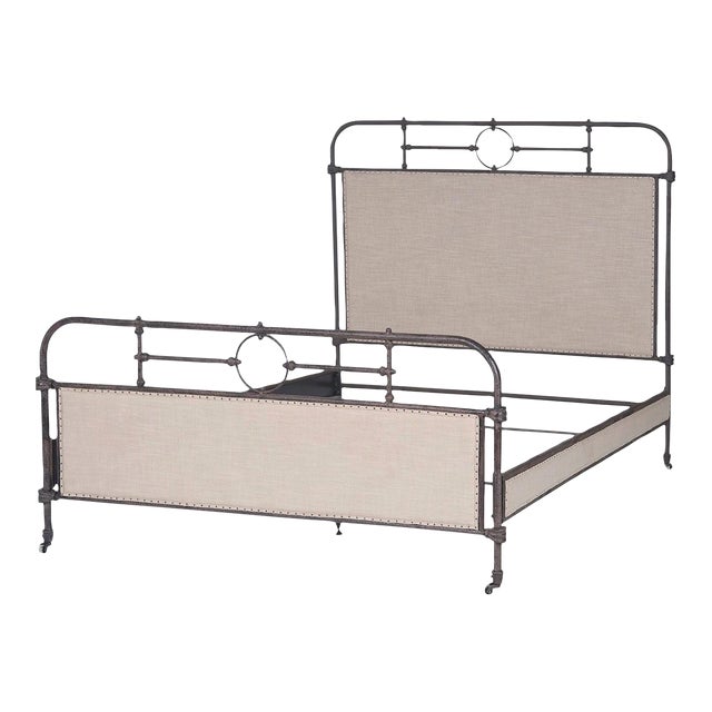 Four Hands Irondale Berkley Metal and Linen Bed- Queen For Sale