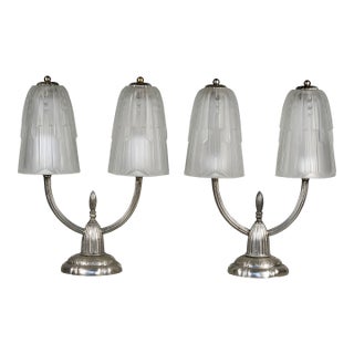 French Art Deco Table Lamp by Georges Leleu 1930s - A Pair For Sale