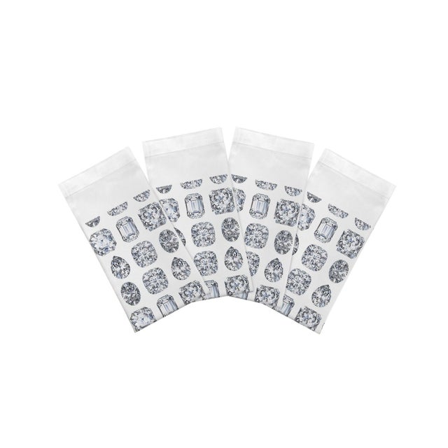 Bougie Diamonds Ice Cotton Sateen Dinner Napkins, Set of 4 For Sale In Miami - Image 6 of 6