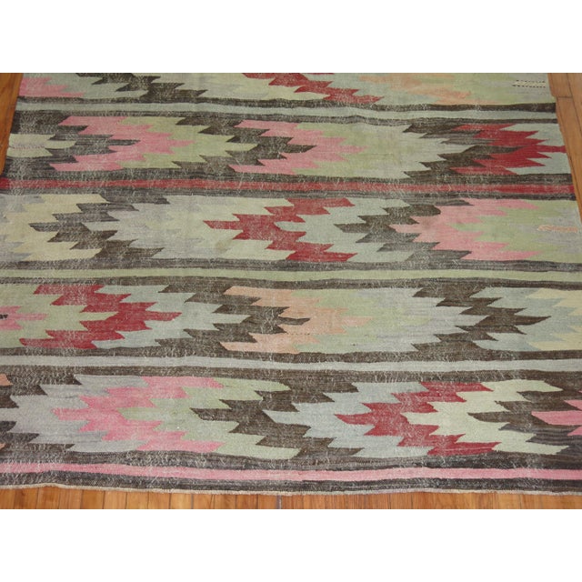 Contemporary Rustic Southwestern Turkish Shabby Chic Turkish 20th Century Kilim - 6'1" x 8'1" For Sale - Image 3 of 6
