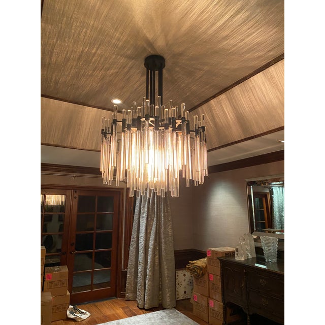 Verga Custom Wired Lighting, in amazing like new condition. FINISH Acid Blackened Iron with Clear Solid Glass Rods...