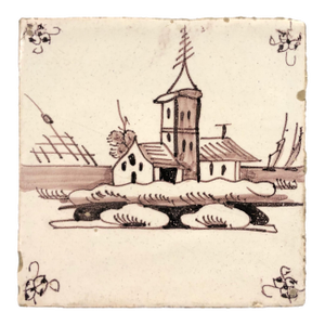 Antique Dutch Landscape Tile
