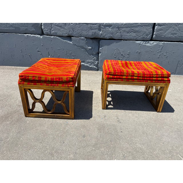 Fabulous Pair of Drexel Ottomans, Stools, Hollywood Regency, Mid Century Modern For Sale - Image 17 of 18