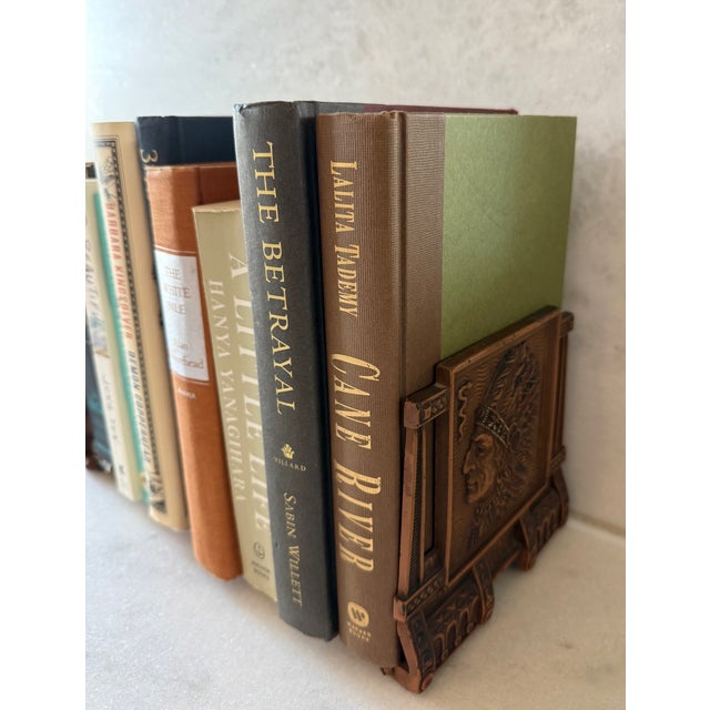 Antique Bronze h.l. Judd Co Native American Chief Adjustable Book Rack For Sale - Image 12 of 16
