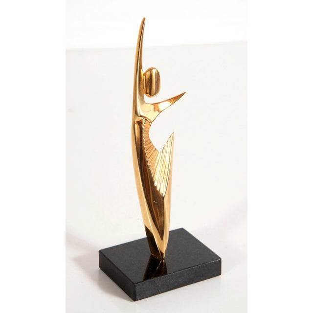 1980s Modernist Dancer Sculpture in 24k Gold by Baruch Shoham For Sale - Image 5 of 8