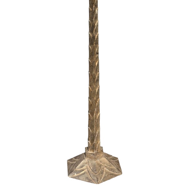 Huge Art Deco White Gold Giltwood Floor Lamp - 1 of 2 For Sale In Los Angeles - Image 6 of 9