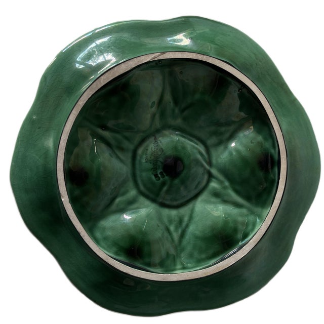 No. 9689 Majolica Oyster & Seafood Service from Sarreguemines, France, 1930s, Set of 13 For Sale - Image 11 of 14