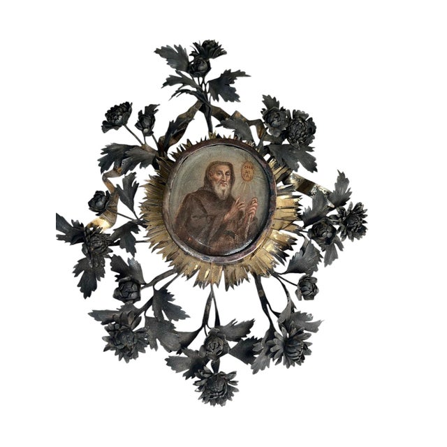 European Painting of a Saint in Silver Frame For Sale - Image 4 of 7