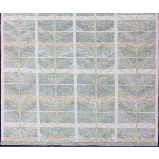 Peach Scandinavian Flat-Weave Design Rug by Keivan Woven Arts, 9'1 X 12'0 For Sale - Image 8 of 12