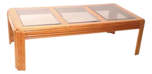 Late 20th Century Post Modern Oak and Glass Coffee Table