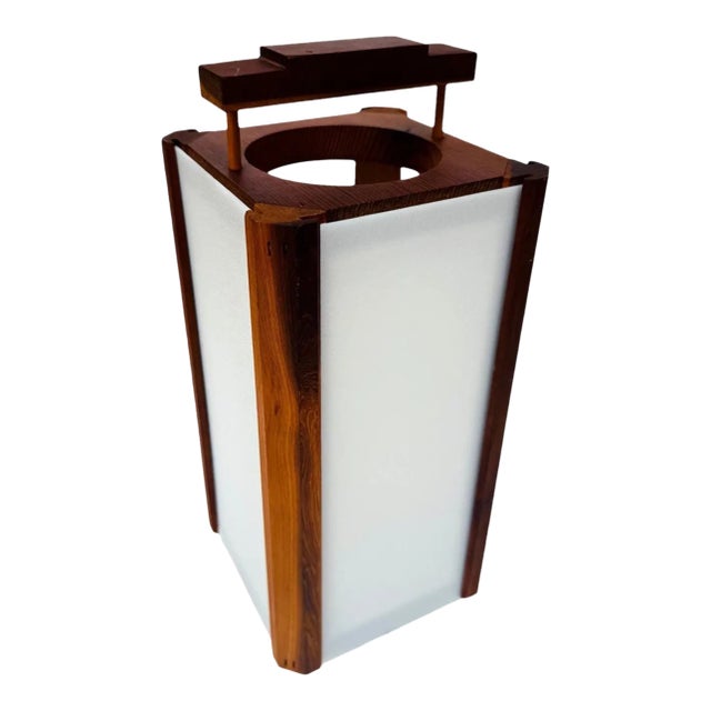 Vintage Japanese Wood Lantern With Translucent Panels For Sale