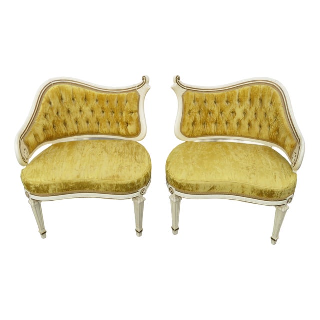 French Carved Asymmetrical Ladies Parlor Side Chairs a Pair 6287 For Sale