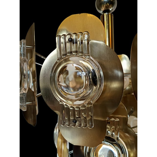 Metal Vintage Chandelier by Oscar Torlasco, 1970s For Sale - Image 7 of 8