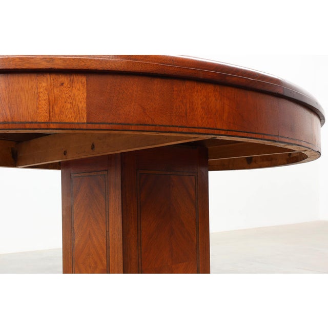 Metal Art Deco Oval Side Table in Walnut with Marble Top from De Coene, Belgium, 1925 For Sale - Image 7 of 13