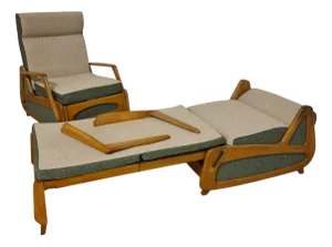 French Armchair and Daybed, 1950s, Set of 2