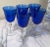 Five (5) stunning cobalt blue crystal water / wine goblets. They add a pop of color to any collection. These glasses are...