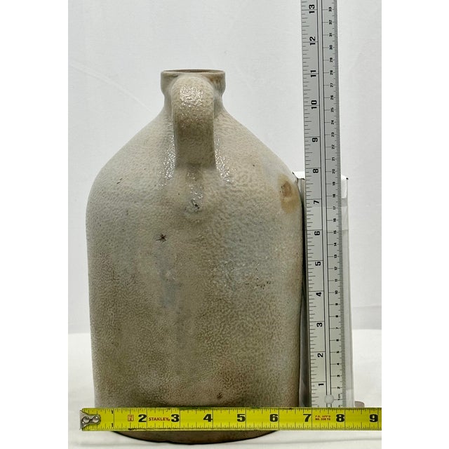 Nice Small 1 Gallon Size Antique American New York Stoneware Jug With Big Deep Blue Flower Decoration - Circa Mid 1800s For Sale - Image 18 of 18