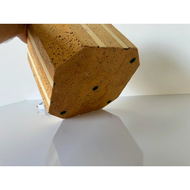 Vintage Italian Organic Beige Cork and Brass Table Lamp For Sale - Image 11 of 12