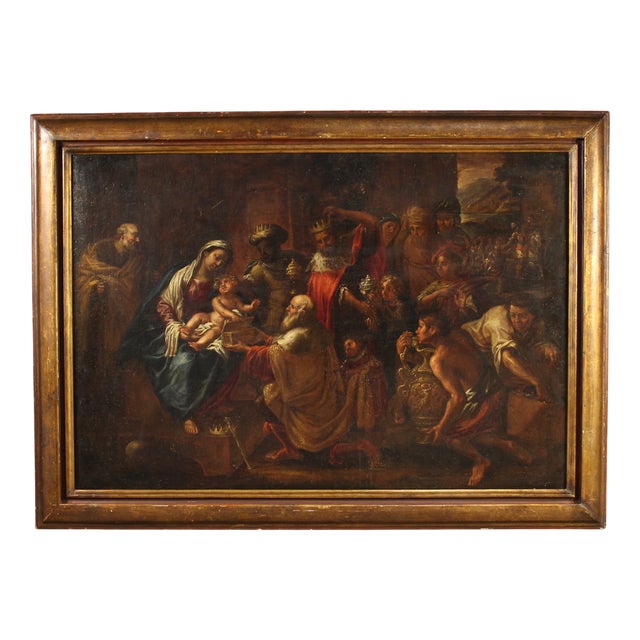 Religious Artist, Adoration of the Magi, 1650, Oil on Canvas For Sale